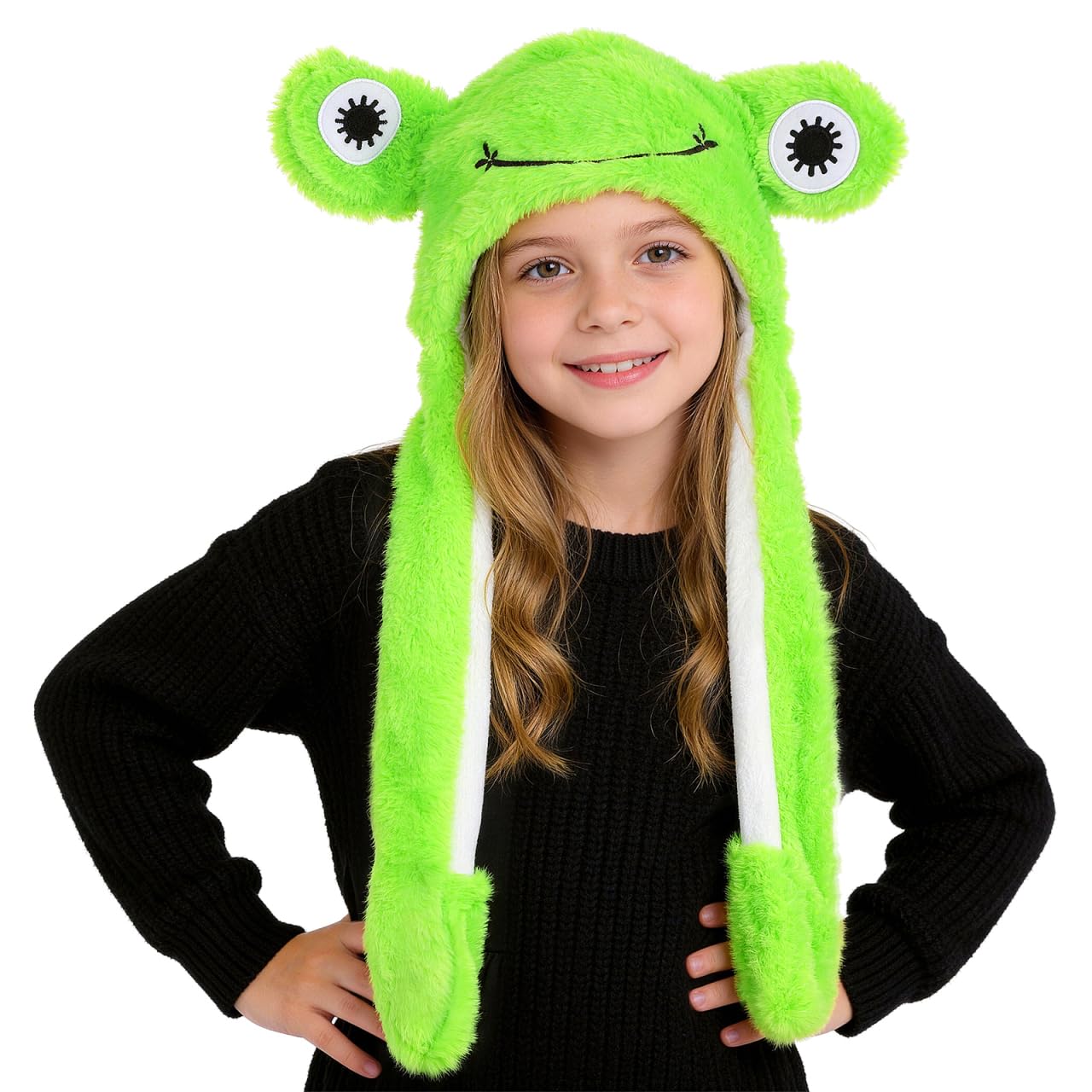 Abaodam Funny Plush Frog Hat Moving Ears, Animal Party Costume Headgear for Performance and Dress Up