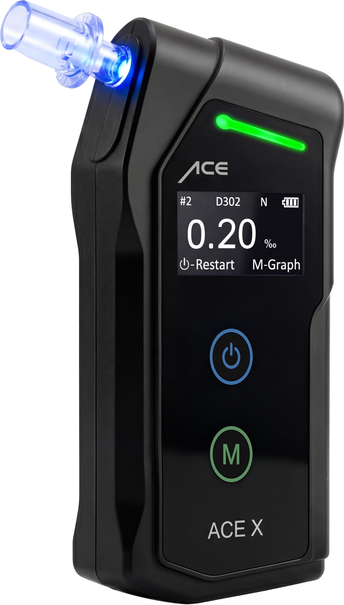 ACE X breathalyser – breathalyser with 99.1% accuracy according to TU Vienna – electrochemical & police-approved – professional alcohol measuring device
