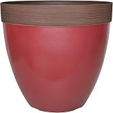 Southern Patio 15" Hornsby Resin Planter with Drainage Hole and Plug, Red | UV Protected, High-Density Resin Stays Lightweight Yet Durable Enough for Large Floral Arrangements and Everyday Use