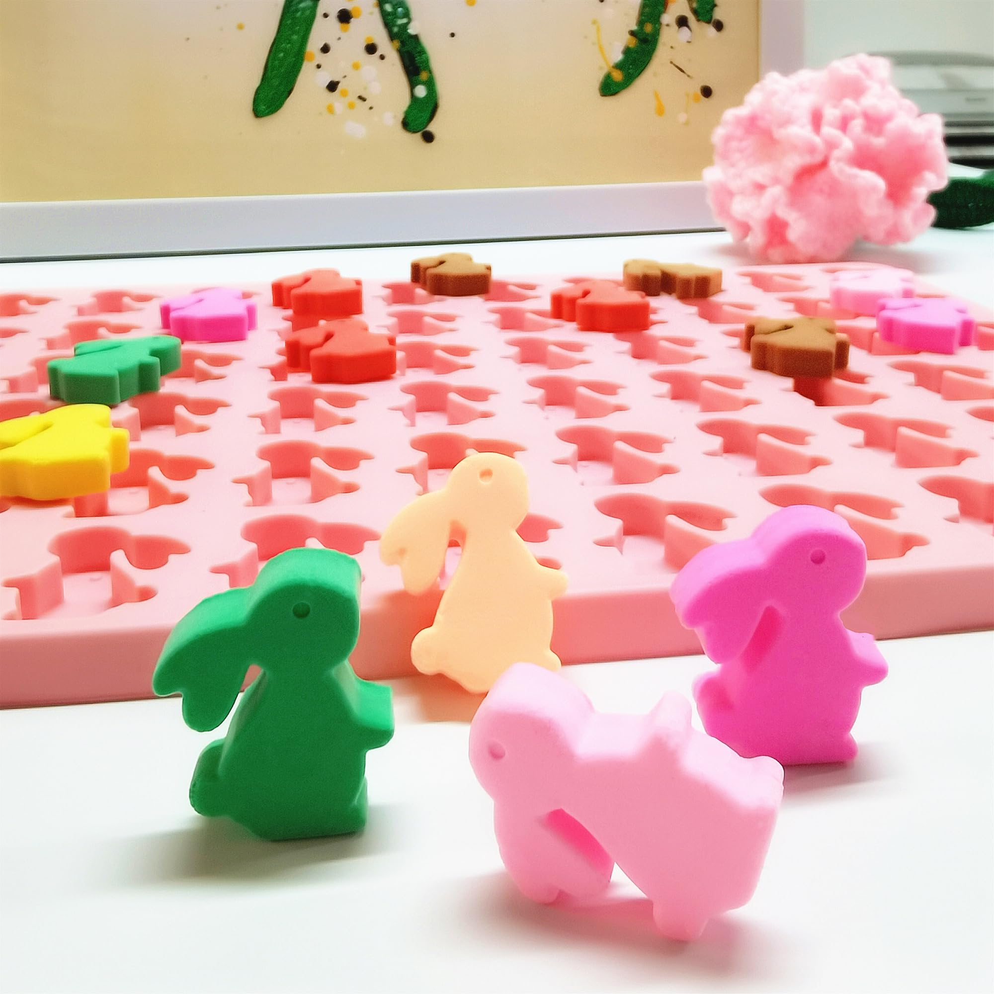 Tadonyny Bunny Silicone Molds for Candy Gummy Chocolate, Easter Molds, Rabbit Silicone Mold with Scraper (bunny)