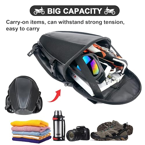thumbnail image 2 of Universal Waterproof Motorcycle Tail Bag – Black, 7.5L-10L Capacity – Seat Bag For Motorbikes With Large Capacity 2 of 5