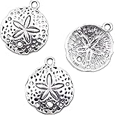 Kryoflare 20Pcs Silver Charms Shell Starfish Pendants for Jewelry Making and Crafts, 25x21mm