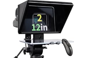 ILOKNZI i2/12inch/Black, Liftable Teleprompter with Remote Control and app Metal for 12.9" Tablets with Adjustable Tempered Optical Glass Supports Webcam Wide Angle Camera Lens Studio Make Videos
