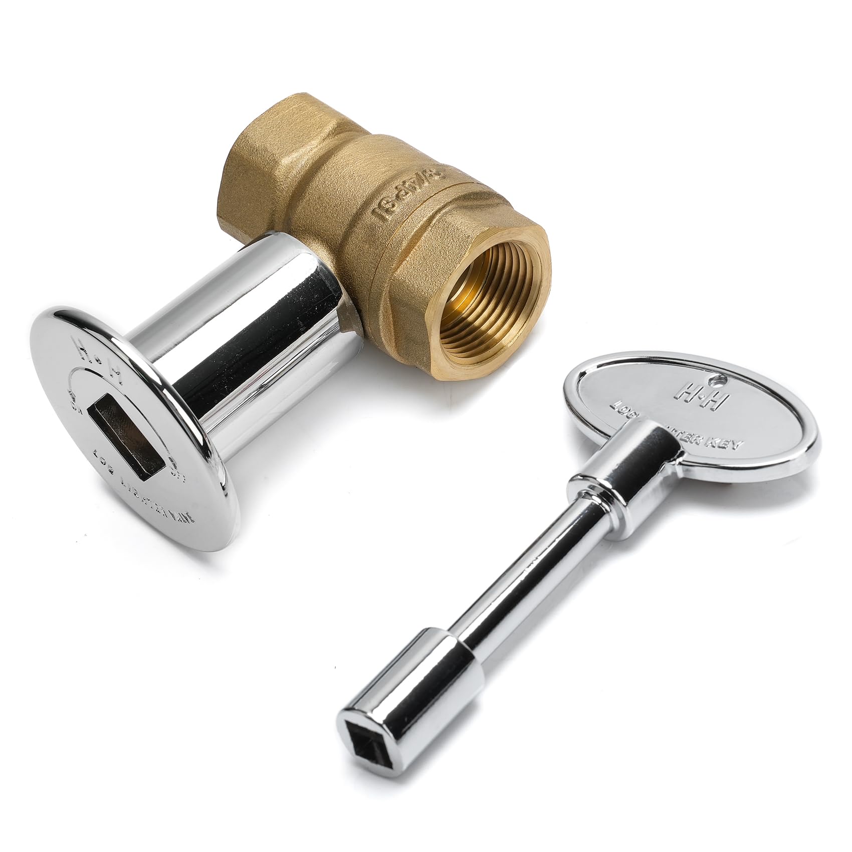 Photo 1 of Skyflame 3/4 Inch Straight Gas Key Valve Kit for Fire Pit Fireplace with Flange and 3 Inches Key, Chromed