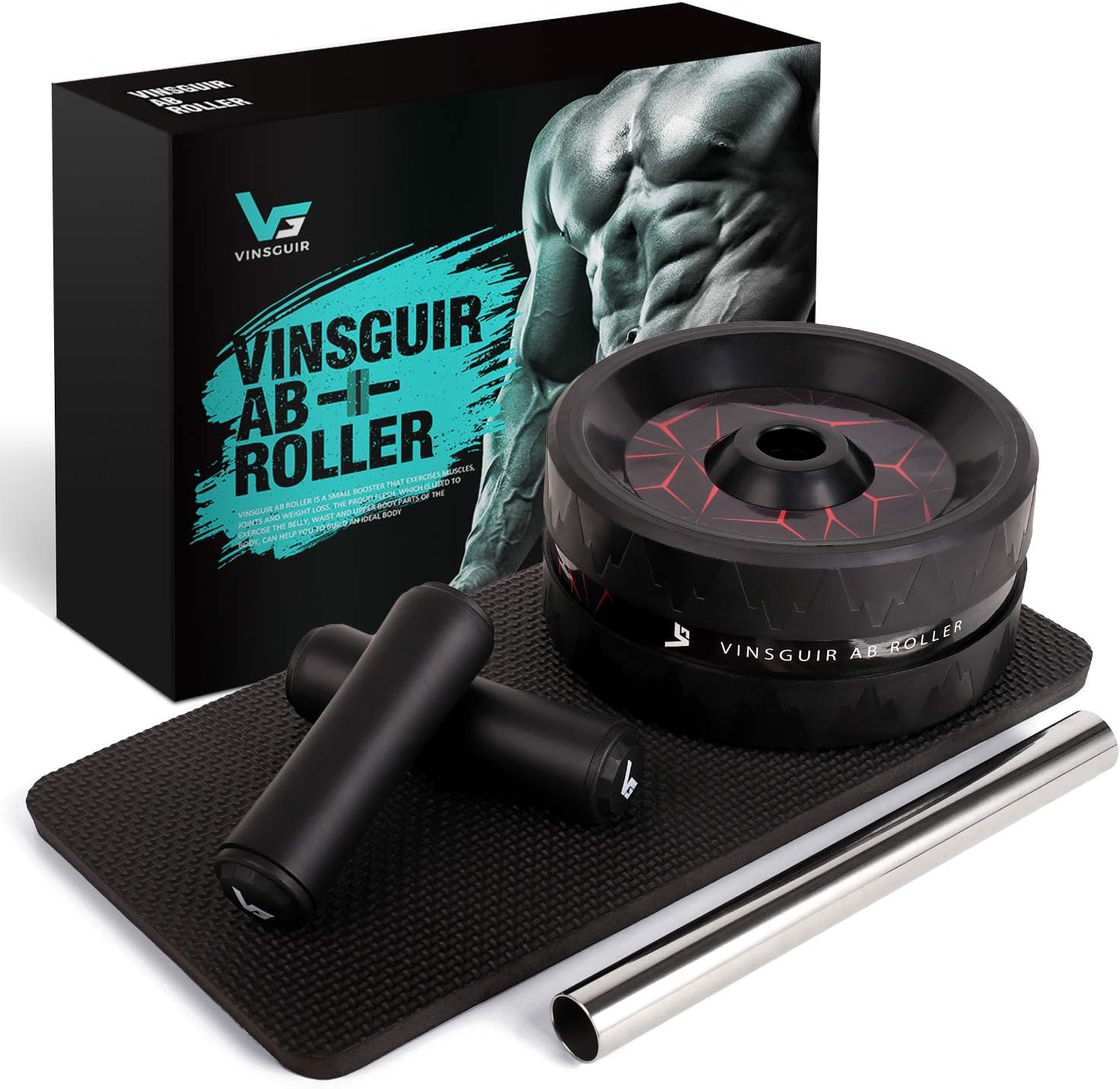Vinsguir Ab Roller for Abs Workout, Ab Roller Wheel Exercise Equipment for Core Workout, Ab Wheel Roller for Home Gym, Ab Workout Equipment for Abdominal Exercise (Black&Red) : Sports & Outdoors