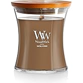 WoodWick Medium Hourglass Candle Santal Myrrh - Premium Soy Blend Wax Pluswick Innovation Wood Wick Made in USA