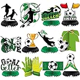 Weekgrat 12 Pcs Soccer Birthday Party Decorations Soccer Honeycomb Centerpieces Sports Themed Table Decorations Football Theme Topper Centerpieces for Birthday Baby Shower Party Supplies