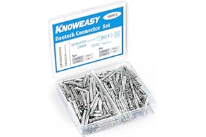 Knoweasy 50 Pairs Size 16 DT Deutsch Pin Connector Kit: Solid Contacts for Automotive, Ni Plating Pin and Socket Contacts, Compatible with 14AWG Wire, Common DT Connector Terminals Set