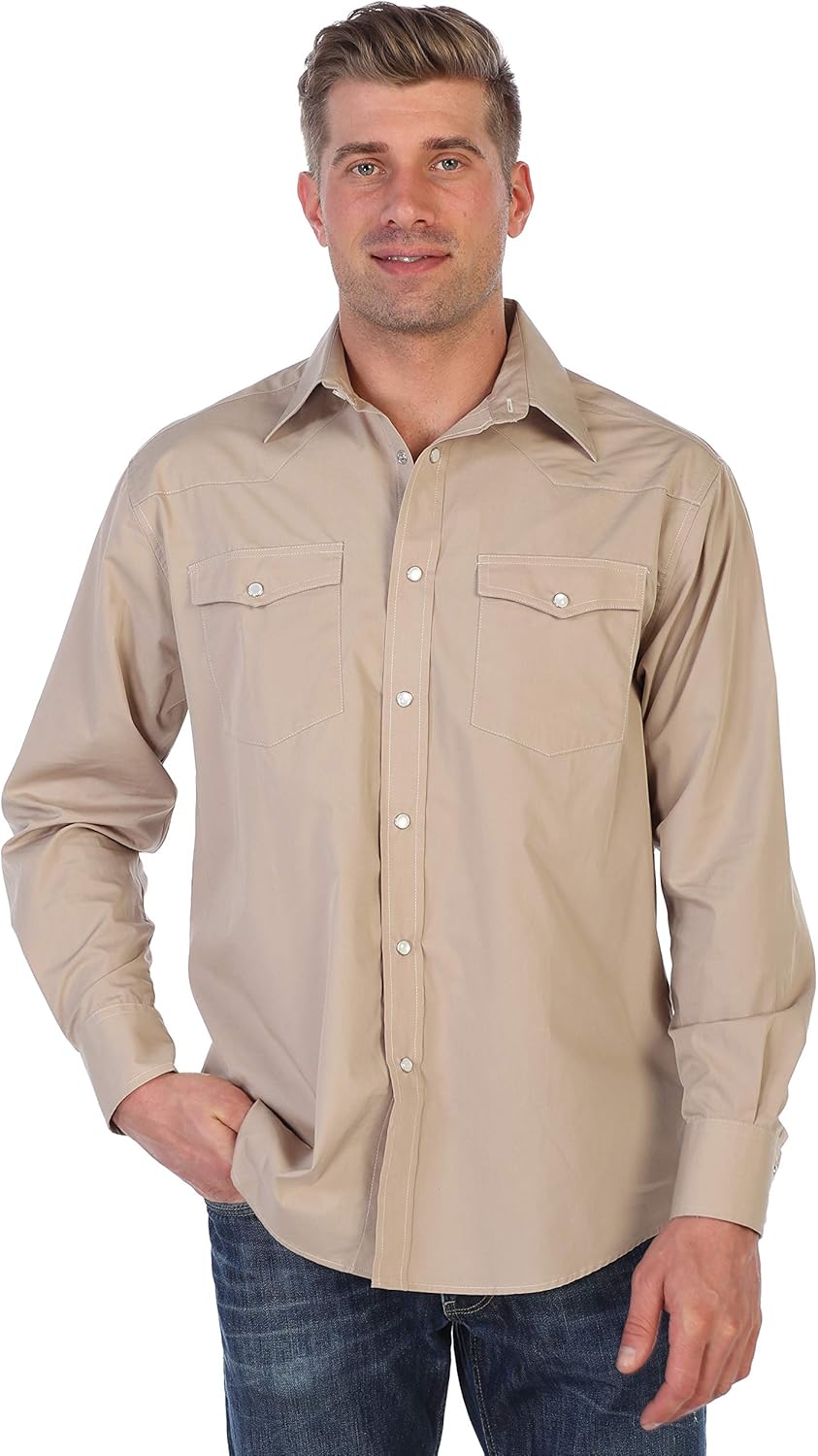 mens long sleeve western shirts with snaps