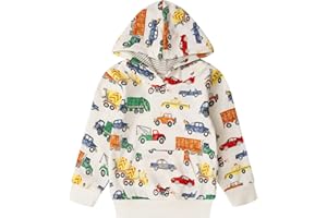 RETSUGO Baby Boys Dinosaurs Hoodie Boy Girls Truck Pullover with Pocket Toddler Boy Kids Rocket Sweatshirt 2-7Years