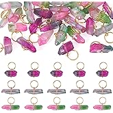 Beadthoven Gemstone Pendants Crystal Stone Charms Irregular Colorful Quartz Natural Healing Chakra Crystal Sticks Pendants for Jewelry Making DIY Necklace Earrings Keychain Accessory