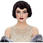 STfantasy 20S Finger Wave Wig Flapper Curly Synthetic Hair for Women 1920s Cosplay Costume Halloween Party Daily Everyday Wear (Dark Brown)