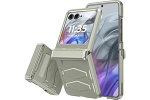 Vizvera for Motorola Razr 2024 Case with Hinge Cover, Built-in Screen Protector Shockproof All-Inclusive Smartphone Cover Wireless Charging for Motorola Razr 2024(Natural Titanium)