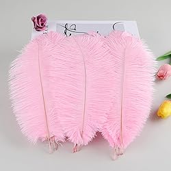 THARAHT Pink Ostrich Feathers 24pcs Natural Bulk