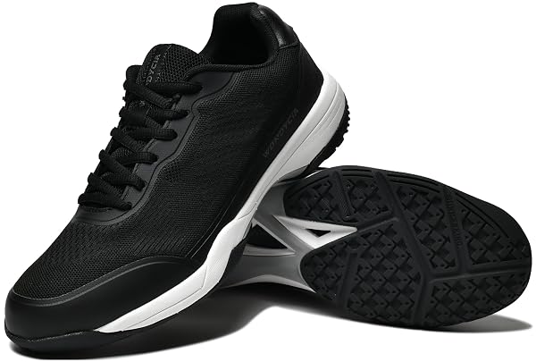 WONDYCIA MEN’S HARD COURT TENNIS SHOES, CARBON FIBER MIDFOOT PLATE FOR STABILITY, ANTI-SLIP TPU OUTSOLE, BREATHABLE MESH UPPER BLACK,8.5