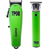 TPOB Slime 2 Ghost Black Clipper Trimmer Set Barber Hair Clippers for Men 6800 RPM with Rubber Case (Green)