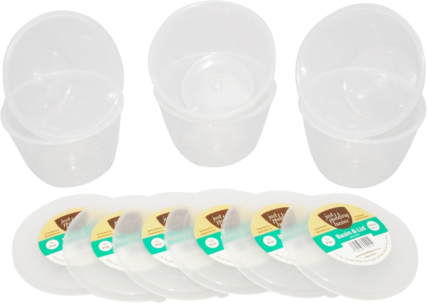 Just Pudding Basins Limited Multipack Clear 1/2Pint, 280ml Basin (6