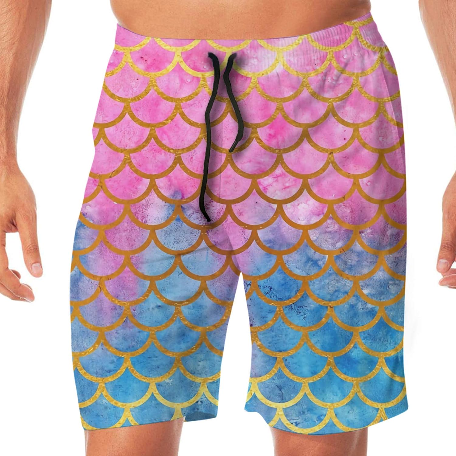 Colorful Mermaid Scales Men's Swim Trunks Quick Dry Beach