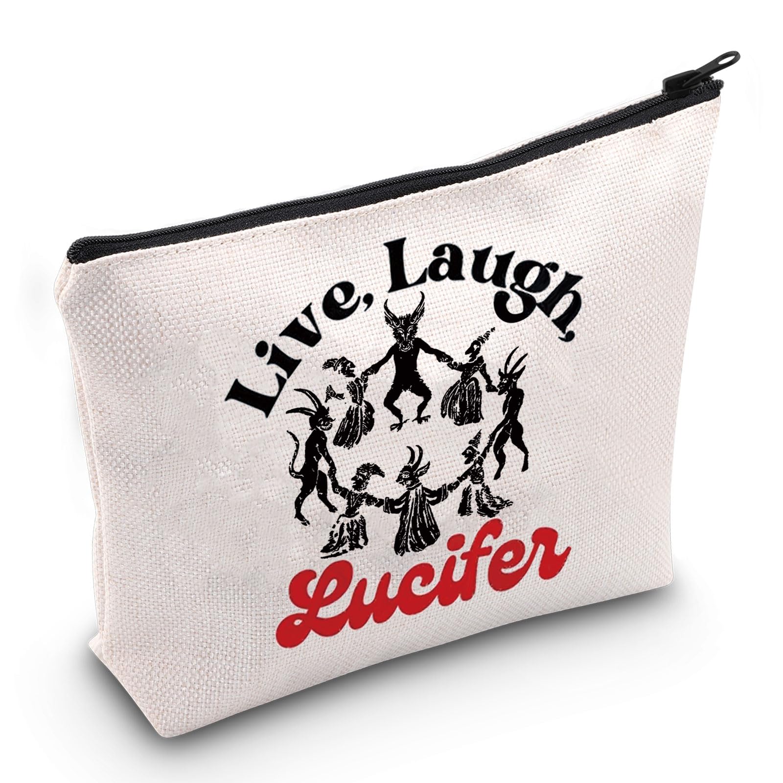 PYOUL Funny Atheist Gift Live Laugh Lucifer Cosmetic Make Up Bag Witchcraft Goth Gothic Devil Gift (Laugh Lucifer B EU)