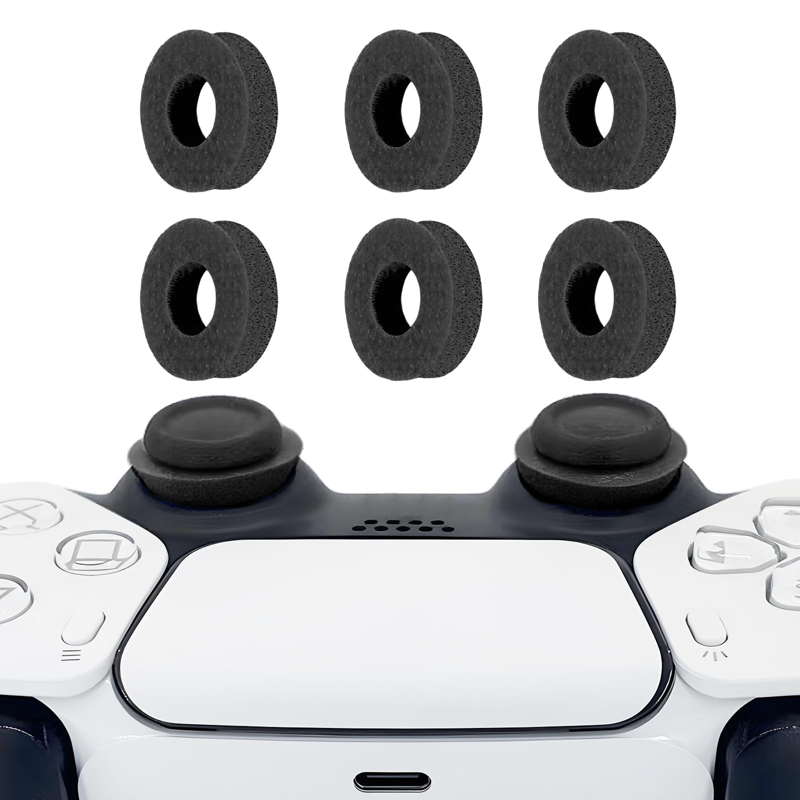 6 Pack Precision Rings Aim Assist for PS5, for PS4, Compatible with Xbox Controllers Accessories – Enhance Accuracy & Control with Soft Silicone Rings – Compatible with Fortnite & FPS Games，Black