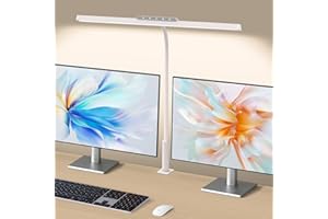 SEOUFRDZ Desk Lamp, 3 Colors Stepless Dimming LED Desk Lamps for Home Office Adjustable Memory Desk Light with Clamp Touch Control Office Lamp Eye Caring Computer Light for Working Sewing(White)