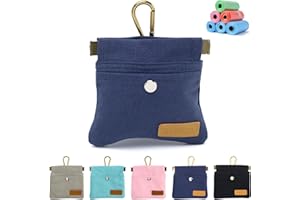 COSOWO Dog Treat Pouch, Hand Free Dog Training Treat Bag with Carabiner & Magnetic Buckle, Auto Closing Dog Walking Bag for Puppy Travel or Outdoor Use, Pet Feed Snack Reward Pocket, Navy