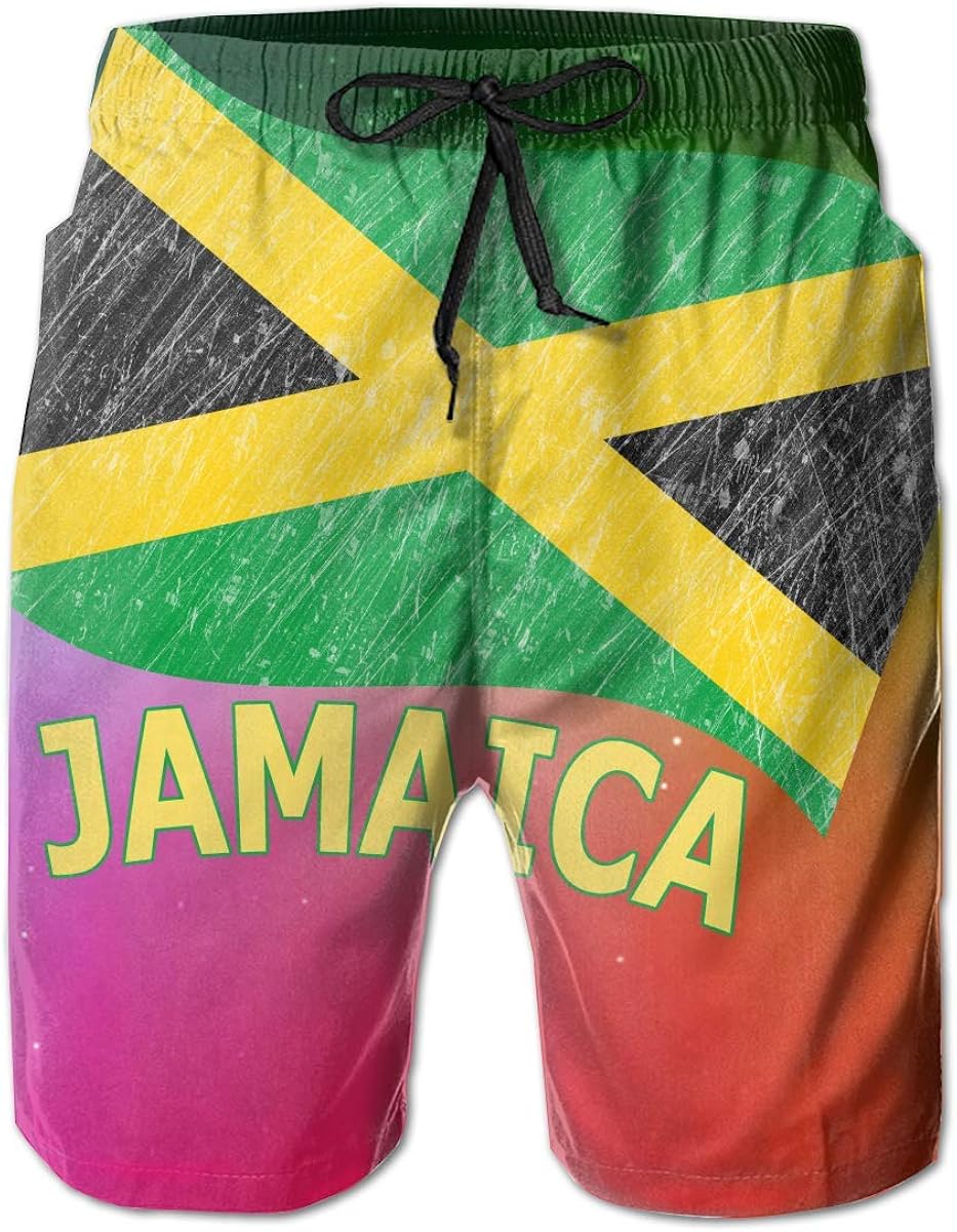 LLiopn Retro Wave Jamaican Flag Jamaican Pride Men's Colorful Swim