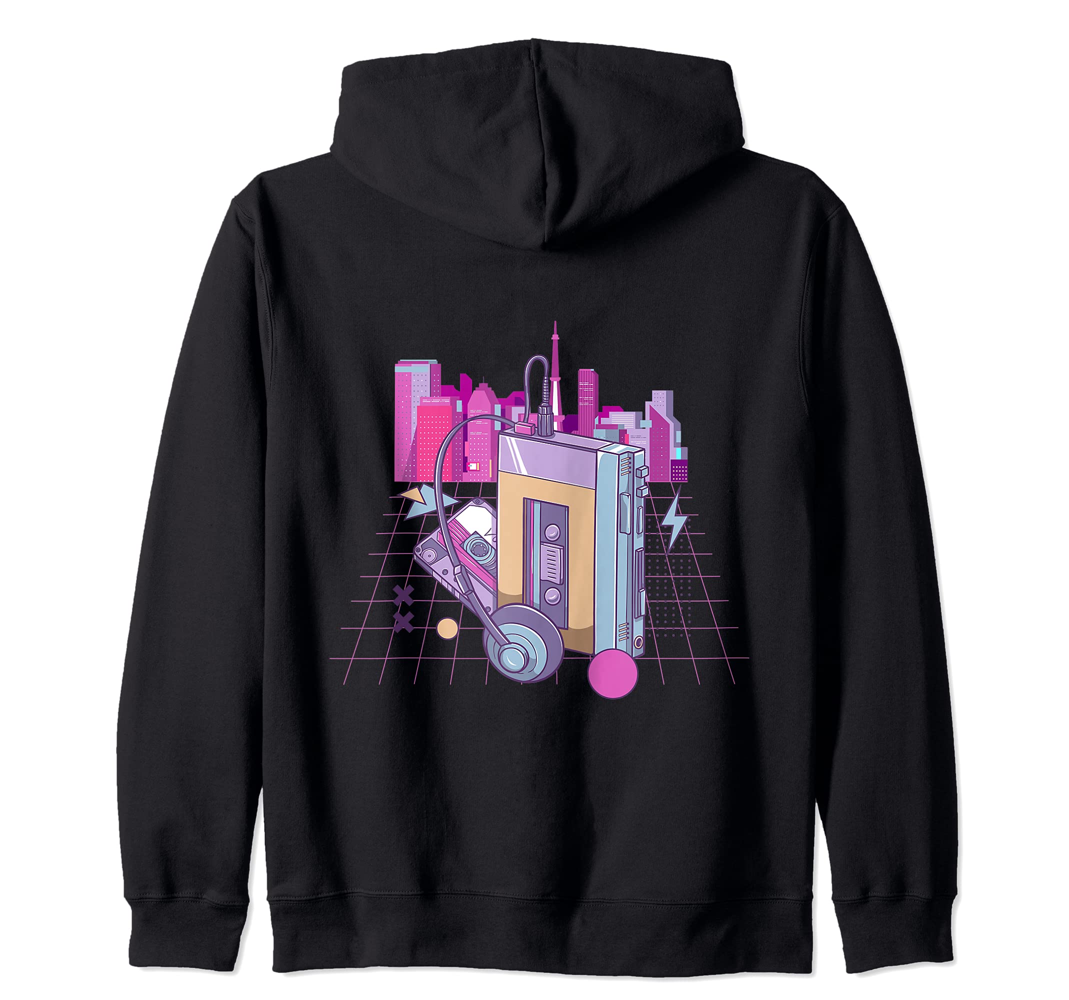 80's Retro Japanese Vaporwave LoFi Cassette Music Player Zip Hoodie
