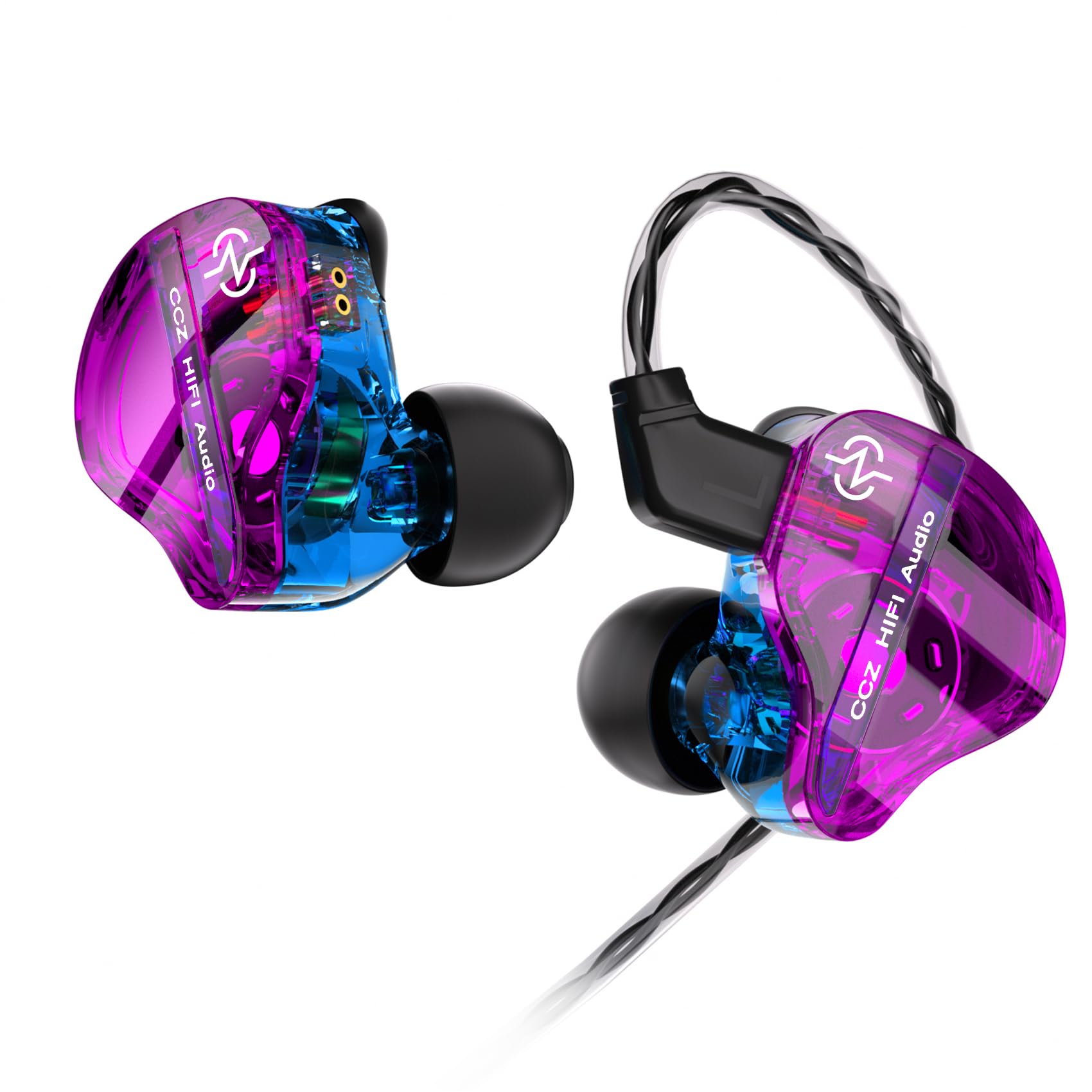 keephifi CCZ DC01 Pro IEM Wired Earbuds In Ear Monitor Headphones, 1DD Bass Earbuds V-shape Tuning In Ear Earphones with 2Pin-Z Detachable OFC cables for Musicians, Gamer, Drummers(Purple, no micro)