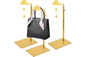 YEESOOM Gold Finish 3 Pack Handbag Display Stand - Adjustable Height Purse Display Stand for Organizing and Showcasing
