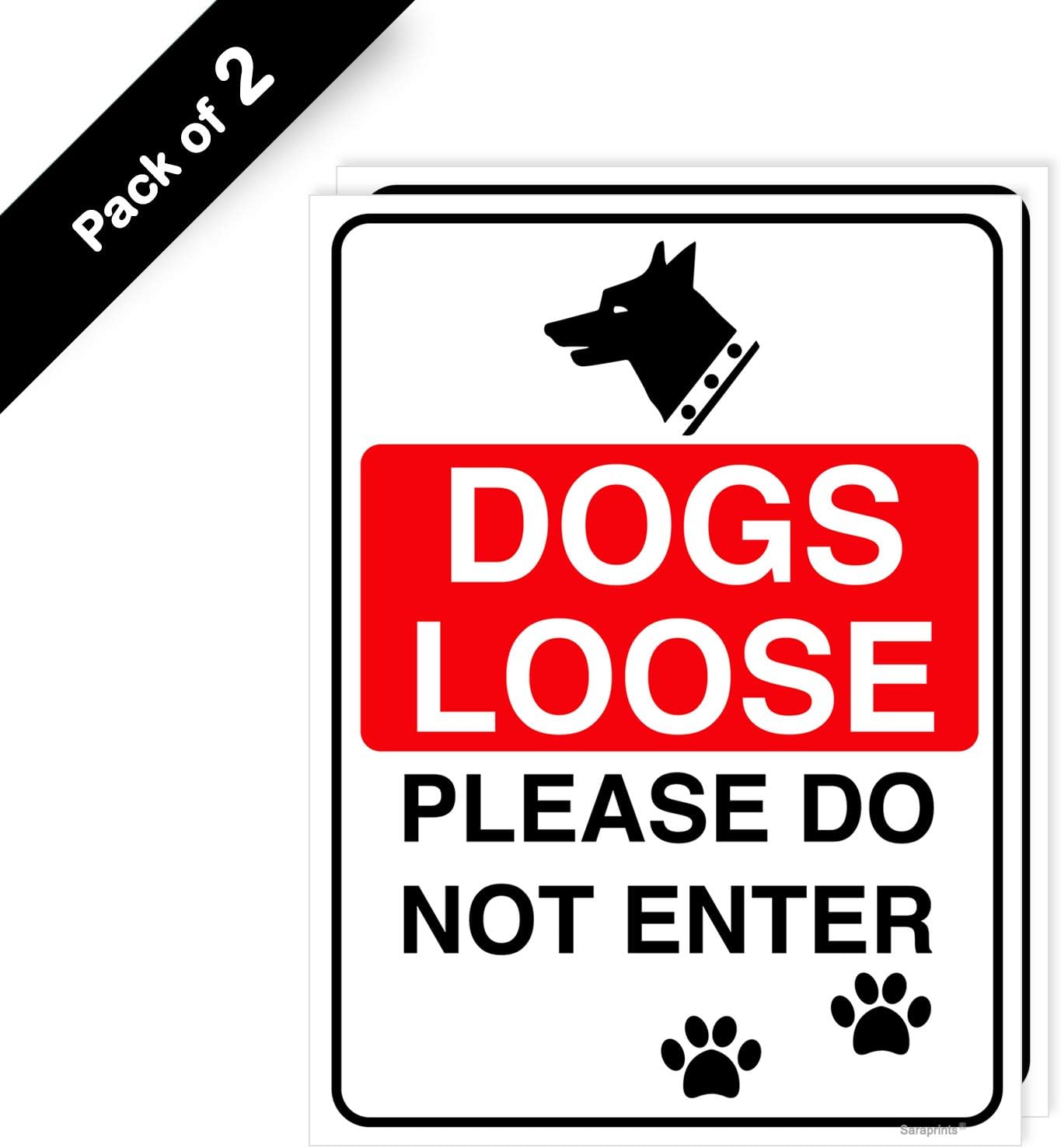 Pack of 2 Do Not Enter Dog Loose Sign Self adhesive Waterproof Vinyl Beware the Dog Sign 150mmx200mm V1140 - Image 3