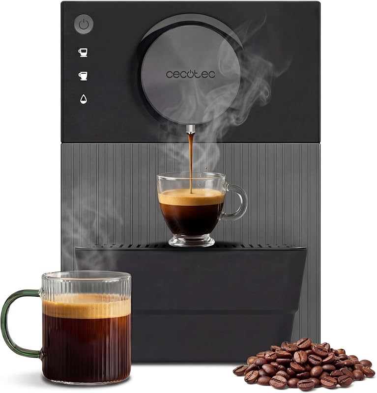 Macchina da Caffè Superautomatica Compatta Cremmaet Cube. 1350W, Sistema Pressatura 10g, Pre-Infusione, 19 Bar, Sistema Thermoblock, 5 Livelli Macinatura, Pannello Controllo Tattile