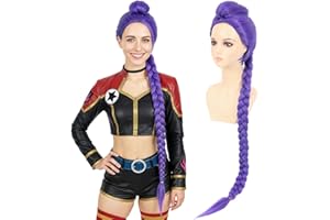 morvally Womens 47 Inches Purple Long Braided Ponytail Wig - Anime Cosplay Wigs for Women Halloween Costume Party (Purple, Adults)