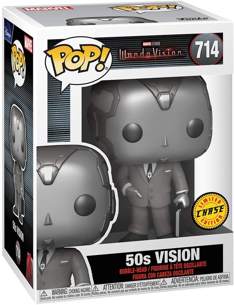 Funko POP! Marvel: WandaVision, Vision 50s, Black & White, 1/6 Odds for Rare Chase Variant, Collectable Vinyl Figure - Image 4
