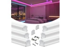 Muzata 6Pack 3.3FT/1M Excellent Spotless LED Channel LED Strip Diffuser Channel with Thicker Milky White Cover No Hot Spots White Deeper U108 HW 1M
