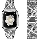 Bekomo Compatible for Apple Watch Ultra Band 49mm 46mm 45mm 41mm 38mm 40mm 42mm 44mm with 2 Pack Bling Crystal Diamonds Case Cover, iwatch SE Series Ultra 3 2/11/10/9/8/7/6/5/4/3/2/1 Bands for Women