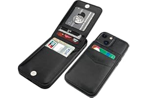 KIHUWEY Compatible with iPhone 13 Case Wallet with Credit Card Holder, Premium Leather Magnetic Clasp Kickstand Heavy Duty Protective Cover for iPhone 13 6.1 inch(Black)
