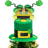 St. Patricks Day Tree Topper Hat, Large Felt Green Top Hat Tree Decoration | St. Patrick's Tree Decor, Irish Shamrock Leprechaun Tree Topper Hat Ornaments for St. Patrick's Day Holiday Party Home Decor