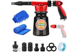MYPIN Updated 16 in 1 Car Wash Foam Gun, Foam Cannon,Adjustable Hose Wash Sprayer with 2.5 to 6 Bars Foam Blaster,Suitable for Car Cleaning and Garden Use with 1/2” Quick Connector(Black)