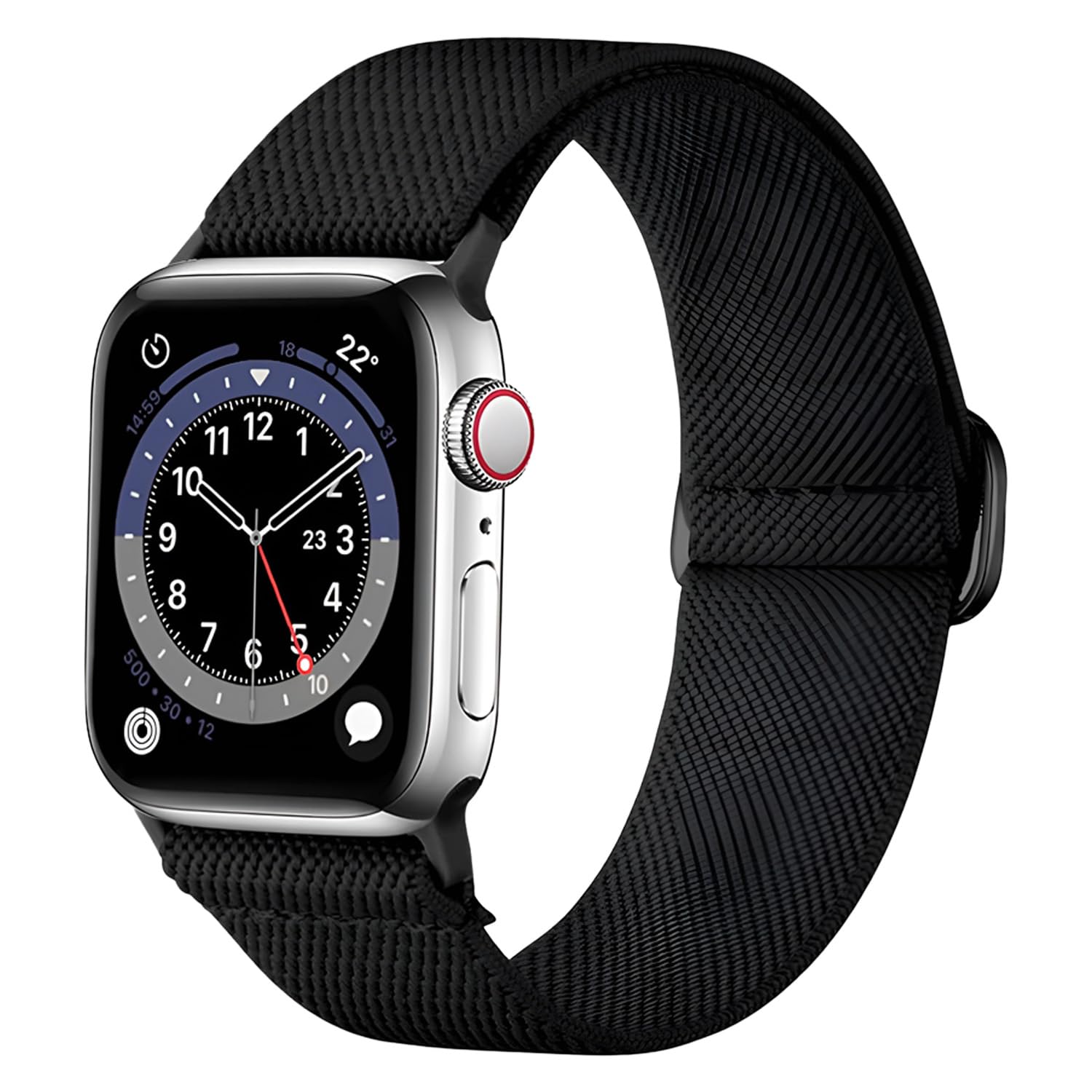 MMOBIEL Stretchy Solo Loop Watch Band Compatible with Apple Watch Band 42mm 44mm 45mm 49mm – Nylon Wristband Replacement Strap Compatible with iWatch Series Ultra / 2, 9 8 7 6 5 4 3 2 1 SE – Black