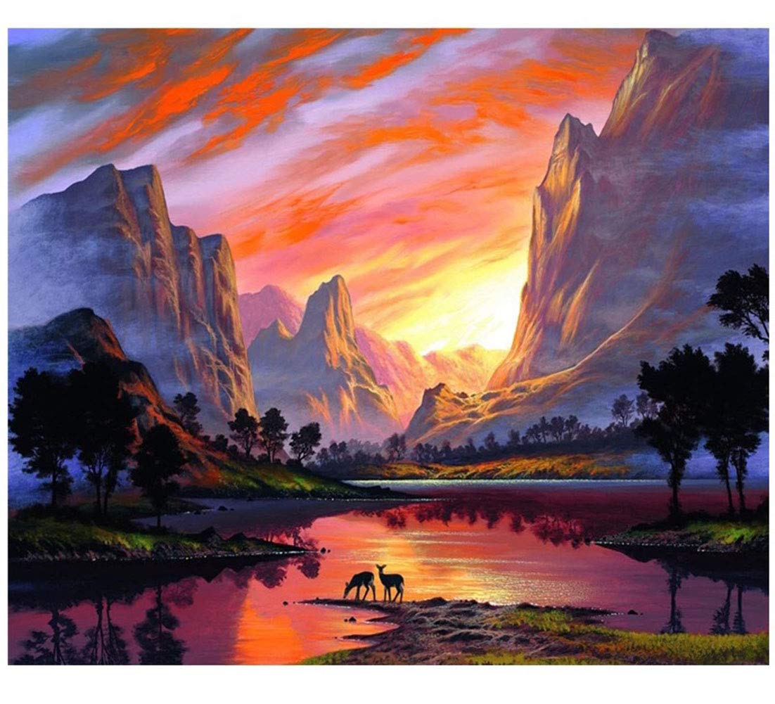 DIY Painting by Number Kits,Oil Paint Drawing Color Bottom Canvas with Brushes Christmas Decor Decorations Gifts - 16 * 20 inch Frameless