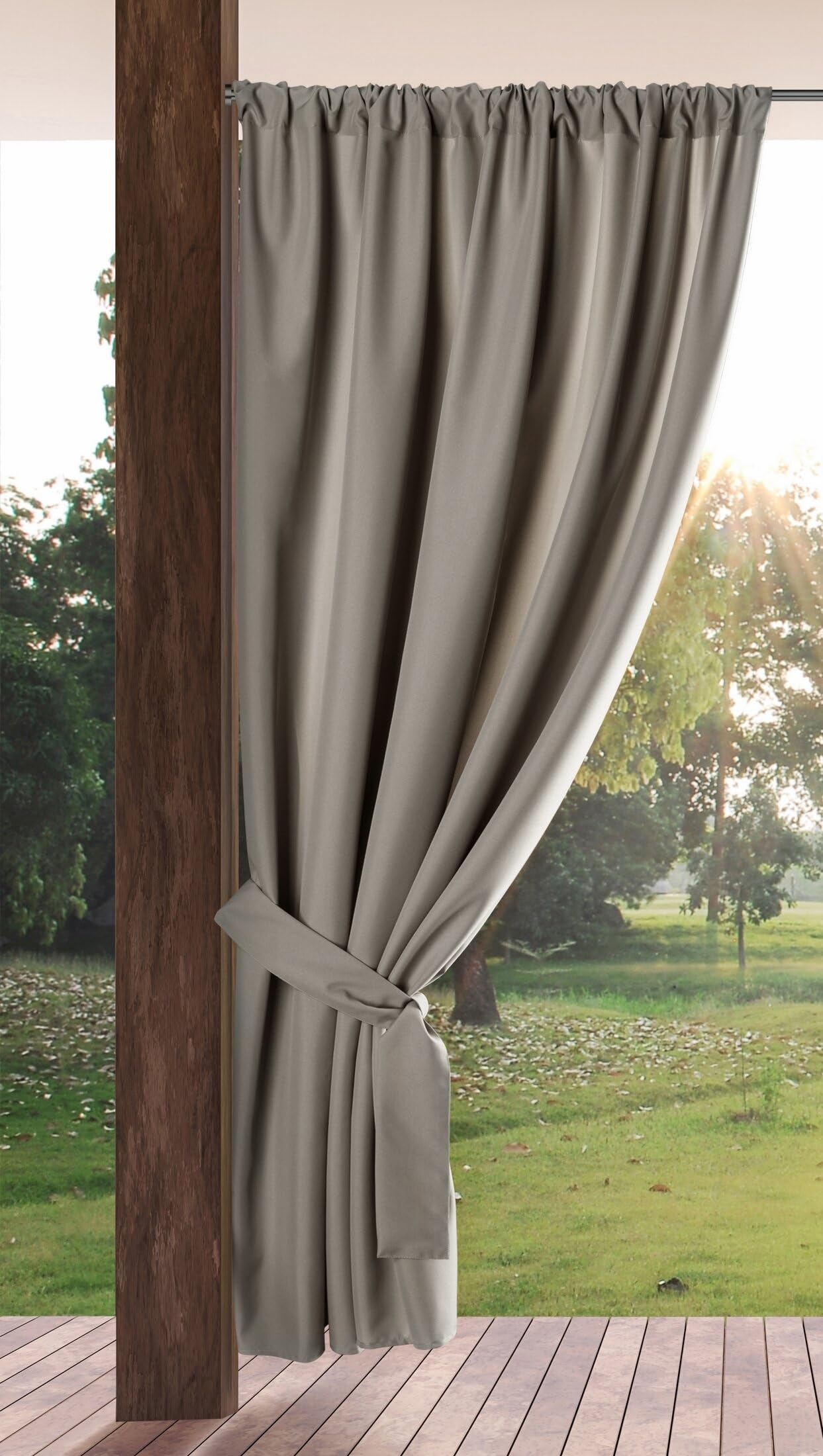 Eurofirany GARDEN Outdoor Curtain with Rod Pocket - 1 pc. Sun Protection, Privacy Screen, Windproof, Waterproof Curtain for Patio, Gazebo, Pergola, Porch, W61" x L79", Cappuccino