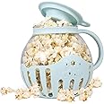 MMUGOOLER Glass Microwave Popcorn Popper, 2.25QT Original Popcorn Jar with Silicone Lid, Without BPA, Dishwasher Safe- Blue