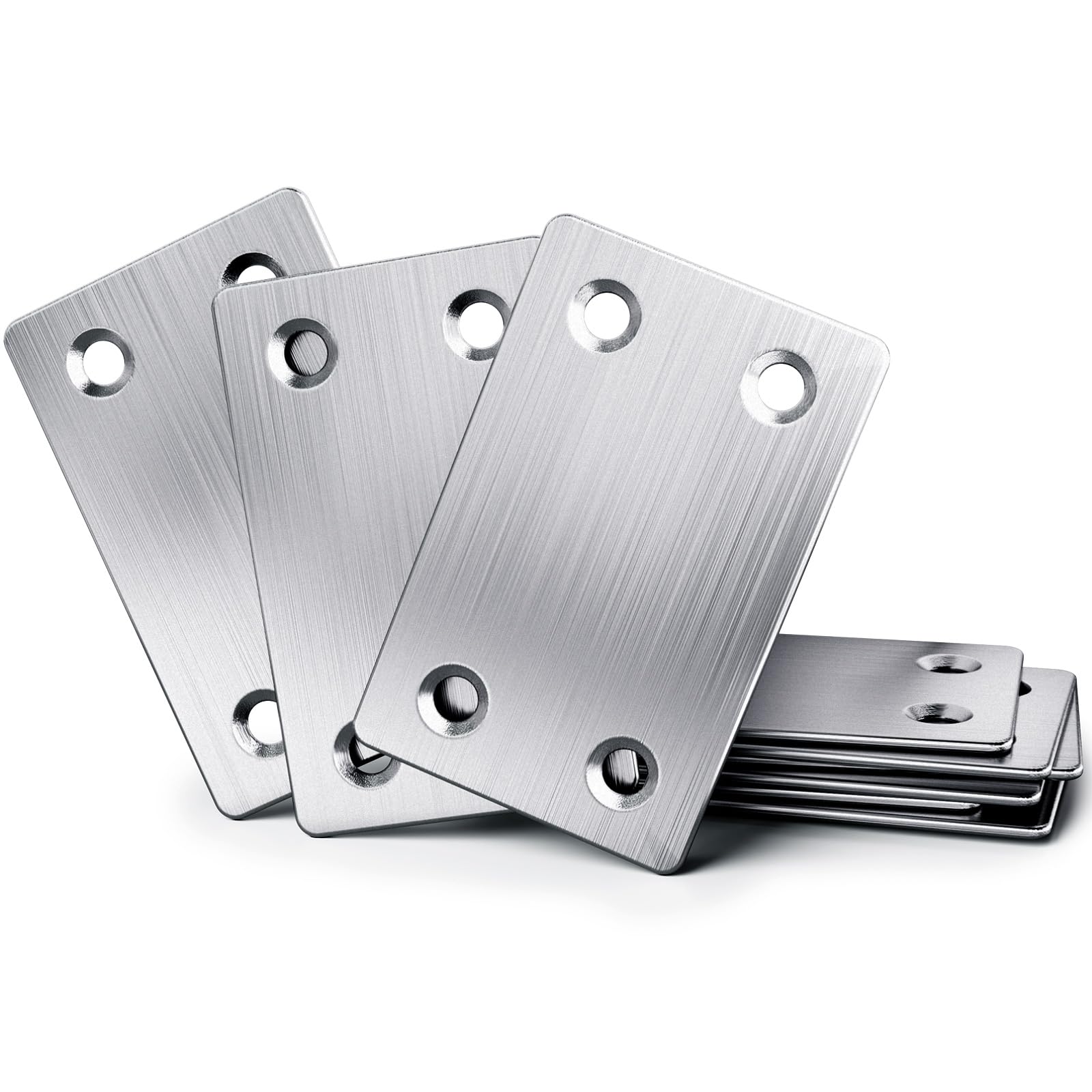 YOOPIN 20PCS Flat Brackets for Wood, 60x38x1.5mm Flat Joining Plates for Wood, Stainless Steel Sleeper Bracket, Silver Mending Plates for Timber Fixing, Flat Metal Brackets Repair Connector