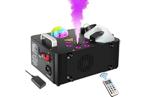 LALUCENATZ Stage Fog Machines DJ Party: 1000W Stage Smoke Machine Maker with RGB 6LEDs Par & Disco Ball Lighting Effects By Remote Control for Wedding Christmas Halloween Music Dance Live Show Decorations