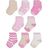Rising Star Baby Socks for Boys & Girls - Newborn Crew Ankle Cotton Infant Socks 0-6, 6-12 months (8 pack)
