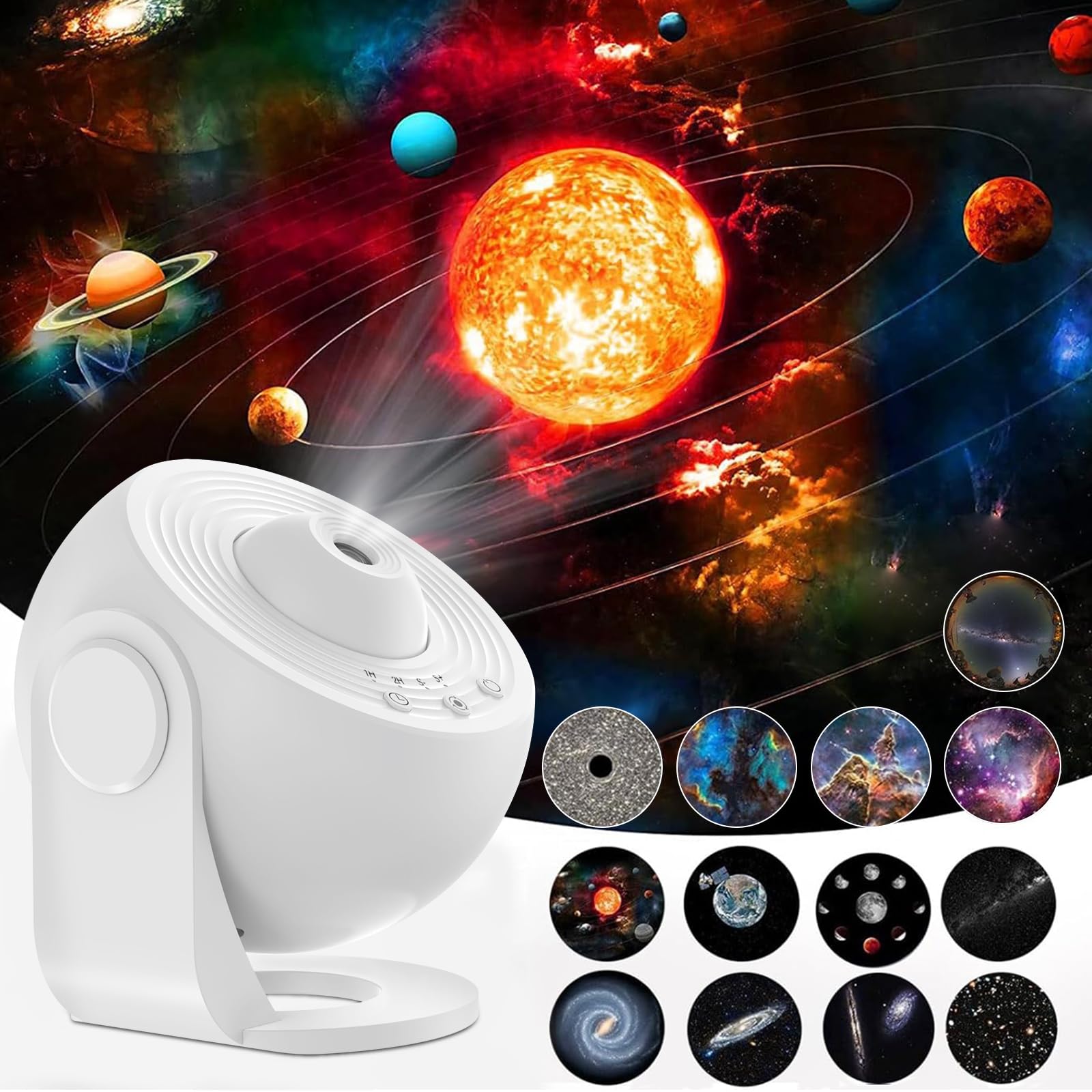 ALLOMN Planetarium Star Projector, LED Globe Galaxy Projector with 13 Film Discs, Starry Sky Night Light for Kids Adults, Ceiling Bedroom Living Room (White)