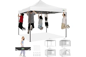 COBIZI 10x10 Pop Up Heavy Duty Canopy with 4 Sidewalls and Hexagonal Legs, Easy up Tent for Events, Parties, Camping, Outdoor Canopy with Portable Bag, Waterproof & UPF50+ (White)