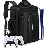 COMECOI Carrying Case for PS5, Travel Backpack for PS 5 Pro, Large Capacity Protective Storage Bag Compatible with Playstation 5 Disk/ Digital Edition Console, Controllers, Cards, Accessories