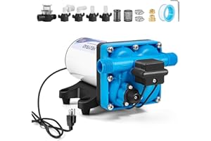Heuyrao 110 Volt RV Water Pressure Pump 5.5GPM 70PSI 4 Chamber Self Priming 110V AC Diaphragm Water Transfer Pump with Power Plug for Kitchen,Bathroom,RV Marine,Camper,Garden,Travel Trailer